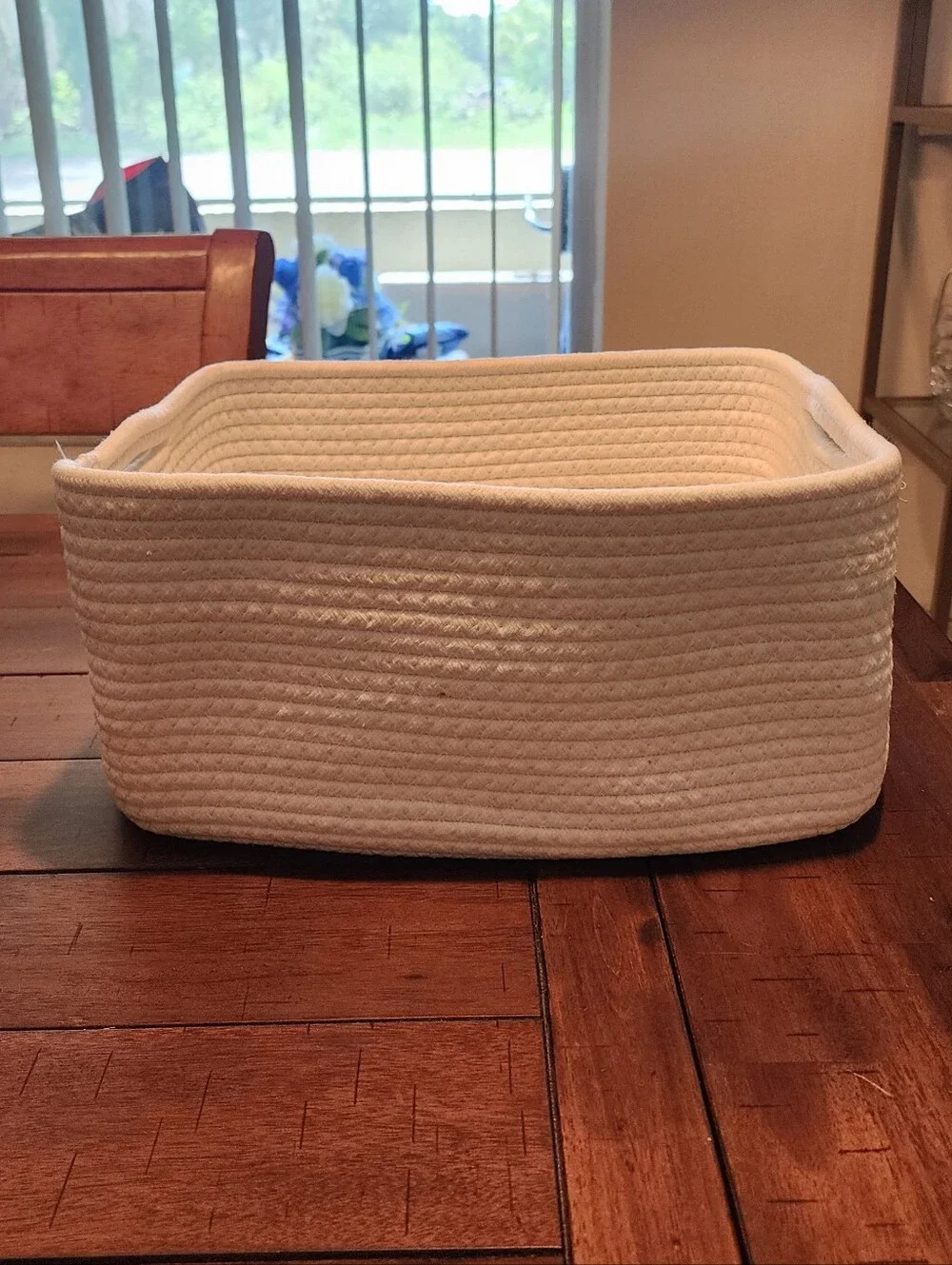 handmade rope basket with nautical print sea turtles with handles10x12x6